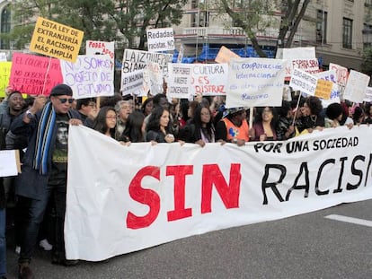 Manifestaci&oacute;n contra el racismo en Madrid en 2017.