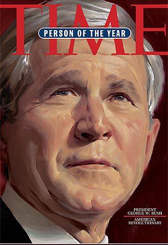El presidente de Estados Unidos, George W. Bush, en la portada de <i>Time</i>, que le considera hombre del año.