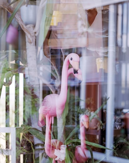 Cosas que ayudan a Cervera a vivir y a escribir: flamencos de adorno.