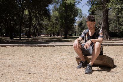 Biologist Andrés Cota Hiriart in the gardens of the Tamayo Museum in Mexico City on March 10, 2022.