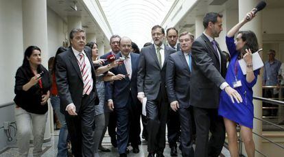 Rajoy llega a la sesión de control al Gobierno en el Senado.
