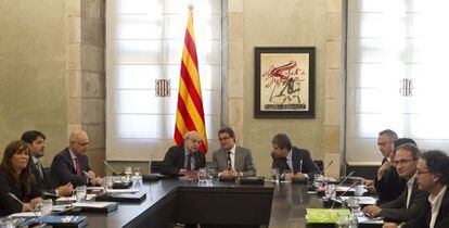 Reunión de Artur Mas en el Palau de la Generalitat con los líderes políticos.