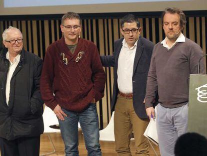 Arzak, Aduriz, Aizega y Martínez de Albéniz, durante la presentación de 'Diálogos de cocina'.