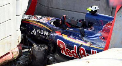 El monoplaza de Carlos Sainz tras el accidente.