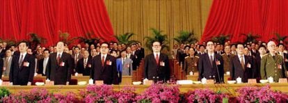 Acto de apertura del congreso del PCCH el 12 de septiembre de 1997. En el centro, el entonces presidente, Jiang Zemin. 