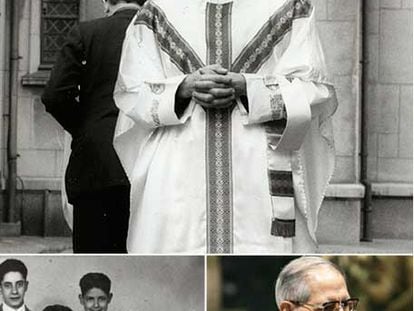 En la fotografía superior, Adolfo Nicolás el día de su ordenación sacerdotal, en 1967. Abajo, foto familiar de 1948, con él en la fila de atras, a la derecha. En la otra imagen, convertido ya en superior general de los jesuitas.