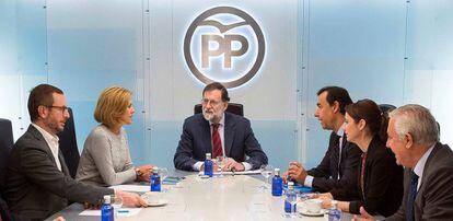 El presidente del Gobierno, Mariano Rajoy, preside la reuni&oacute;n del comit&eacute; de direcci&oacute;n del PP en la sede de la calle G&eacute;nova. 