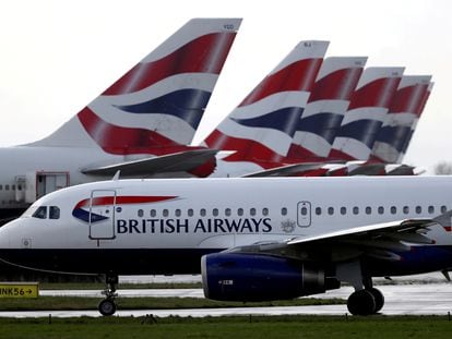 Aviones de British Airways, en el aeropuerto de londinense de Heathrow, en marzo de 2020.