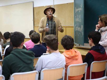 Eudald Carbonell en el colegio barcelonés L'Horitzó.