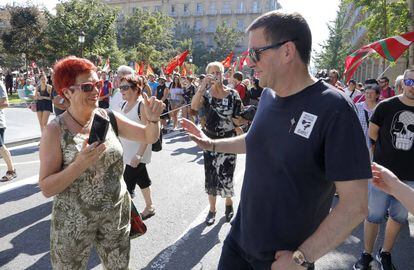 Otegi, el sábado, en la manifestación de Sortu en San Sebastián.