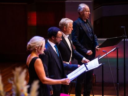 Susanne Elmark, Yosemeh Adjei, Markus Schäfer y Dietrich Henschel, los solistas vocales de la 'Pasión de Utrecht' estrenada el pasado miércoles en el Vredenburg de Utrecht.