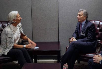 La directora gerente del FMI, Christine Lagarde, recibe el martes en Nueva York al presidente de Argentina, Mauricio Macri.