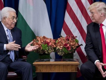 El presidente palestino con el estadounidense Donald Trump