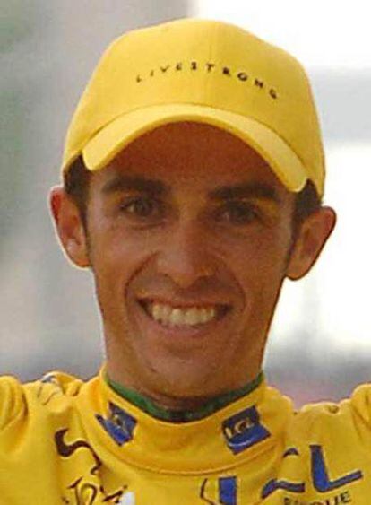 Contador, con el &#39;maillot&#39; amarillo.