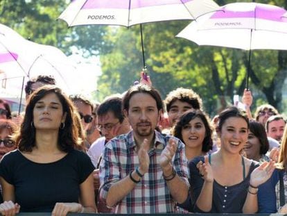  Iglesias en la marcha contra la violencia machista del s&aacute;bado en Madrid.  