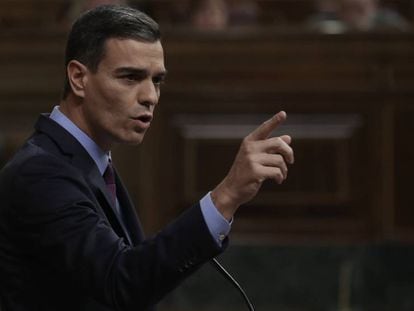 FOTO: El presidente del Gobierno, Pedro Sánchez, este miércoles, en el Congreso de los Diputados. / VÍDEO: Fragmento de la intervención del presidente.