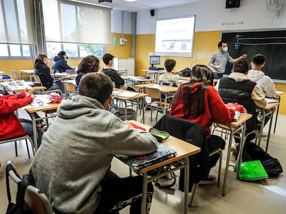 Clase en un centro público valenciano, en 2021.