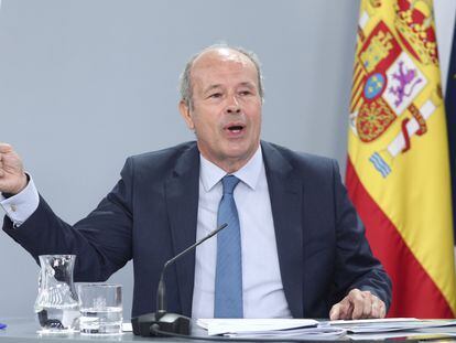 El ministro de Justicia, Juan Carlos Campo, durante la rueda de prensa posterior al Consejo de Ministro.