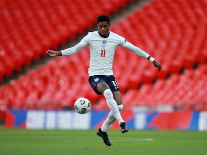 Rashford, con Inglaterra ante Bélgica en Wembley el pasado miércoles.