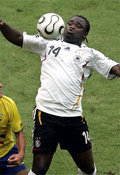 Asamoah, en el partido Alemania-Ecuador.