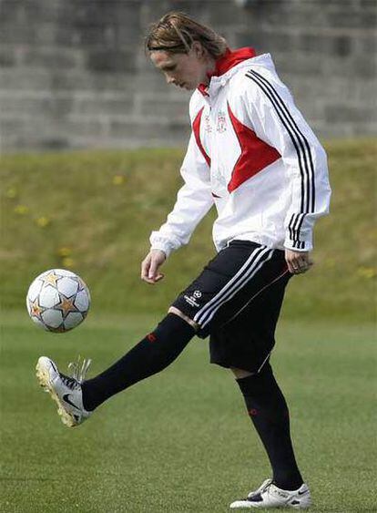 Torres, durante el entrenamiento de ayer.