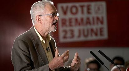 El líder laborista, Jeremy Corbyn, este martes en Manchester.