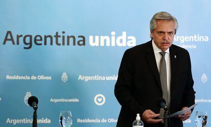 El presidente de Argentina, Alberto Fernández, durante una rueda de prensa celebrada el 23 de mayo pasado en Buenos Aires.