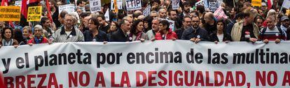 Las protestas contra la negociación del TTIP (en la foto, una en Madrid, en octubre) han sido constantes.