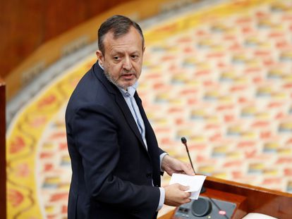 Alberto Reyero, consejero de Políticas Sociales, esta semana en el pleno de la Asamblea de Madrid.