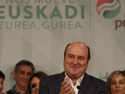 En vídeo, Andoni Ortuzar, presidente del PNV, celebra la victoria de su partido en Euskadi el 28-A.