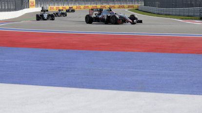 Pilotos durante la carrera del Gran Premio de Rusia.