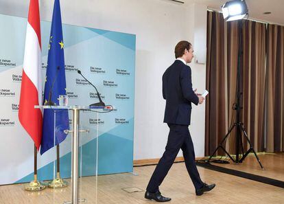 El canciller austríaco, Sebastian Kurz, tras anunciar la ruptura de la coalición de Gobierno con la extrema derecha.