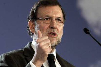 El presidente del Gobierno y líder del PP, Mariano Rajoy, durante su intervención en la clausura, en Barcelona, de la convención del PPC. EFE/Archivo