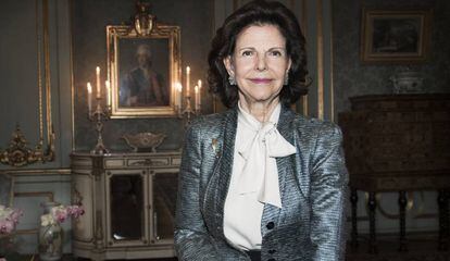 La reina Silvia de Suecia en una entrevista en el Palacio Real de Estocolmo en diciembre de 2018, días antes de su 75º cumpleaños. 