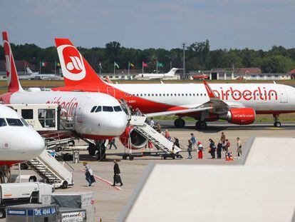 Aviones de Air Berlin en el aeropuerto de Tegel, en la capital alemana.