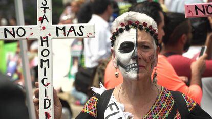 Una protesta durante el Día de la madre en Ciudad de México.