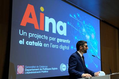 El conseller Jordi Puigneró en la presentació d'Aina.