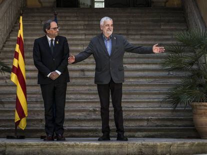 El 'president' Quim Torra recibe a Josep Maria Matamala en Girona.