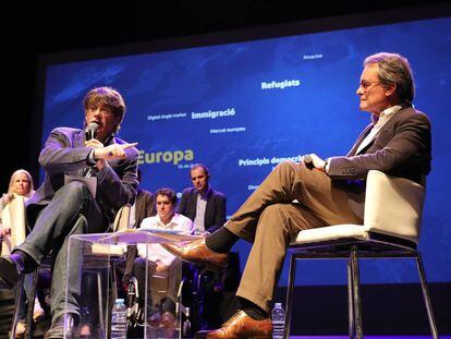 Carles Puigdemont i Artur Mas, en un acte del PDeCAT