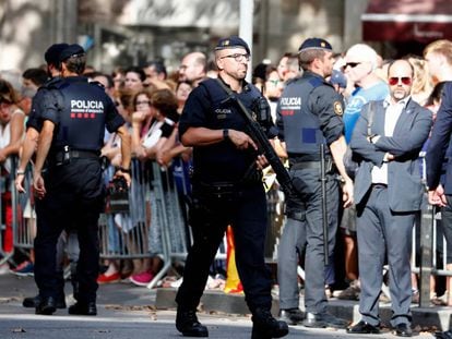 Policia a la manifestaci&oacute; contra el terrorisme.