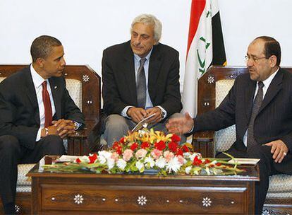 Barack Obama, durante su entrevista con el el primer ministro iraquí, Nuri Al Maliki.