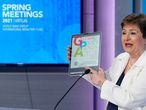 07 04 2021.  Kristalina Georgieva, presenta la agenda de política global en la sede del FMI.  FOTO. FMI.
