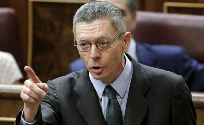 Ruiz Gallardón, durante una intervención en la sesión de control al Ejecutivo