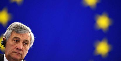 Antonio Tajani, en su primera jornada como presidente de la Eurocámara.