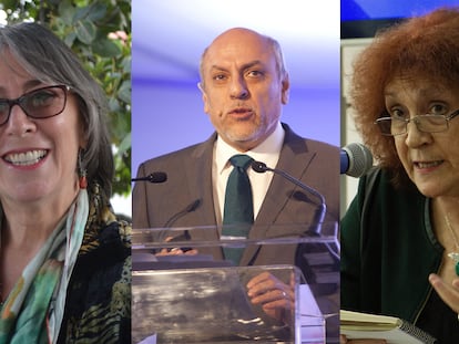 Los investigadores Gabriela Dutrénit Bielous, Enrique Cabrero Mendoza y Julia Tagüeña Parga.