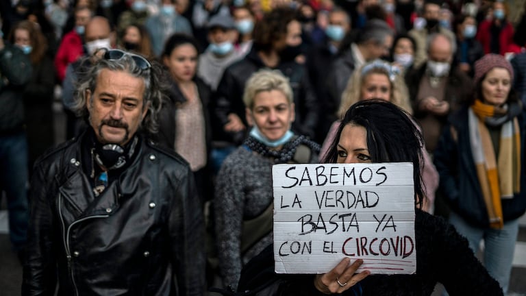 Manifestación de negacionistas de la covid-19, el pasado 7 de noviembre en Madrid.
