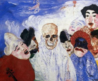 'La muerte y las máscaras' (1897), óleo de James Ensor.