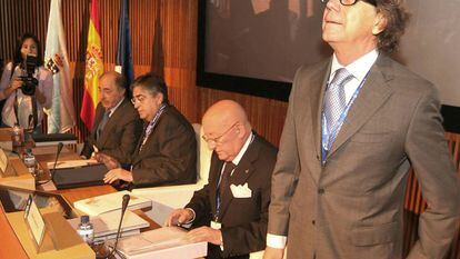 Jos&eacute; Luis M&eacute;ndez, durante una asamblea de Caixa Galicia en 2009.