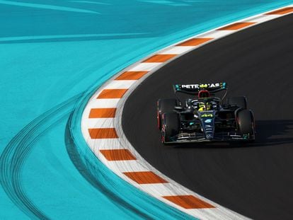 Lewis Hamilton durante el GP de Miami este viernes.