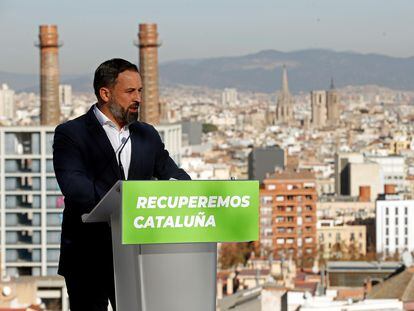 El líder de Vox, Santiago Abascal, durante un acto en Barcelona el pasado 22 de diciembre.